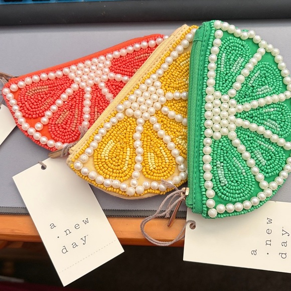 a new day Handbags - Set of 3 Citrus Beaded Coin Purses | A New Day; Target Brand